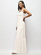 Alt View 4 Thumbnail - Ivory Tie-Shoulder Bustier Bodice Ruffle-Hem Maxi Dress