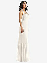 Side View Thumbnail - Ivory Tie-Shoulder Bustier Bodice Ruffle-Hem Maxi Dress