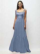 Alt View 3 Thumbnail - Larkspur Blue Tie-Shoulder Bustier Bodice Ruffle-Hem Maxi Dress