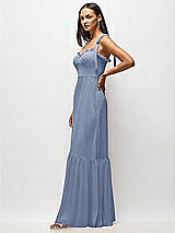 Alt View 4 Thumbnail - Larkspur Blue Tie-Shoulder Bustier Bodice Ruffle-Hem Maxi Dress