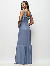 Alt View 5 Thumbnail - Larkspur Blue Tie-Shoulder Bustier Bodice Ruffle-Hem Maxi Dress
