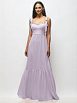 Alt View 3 Thumbnail - Lilac Haze Tie-Shoulder Bustier Bodice Ruffle-Hem Maxi Dress
