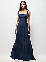Alt View 3 Thumbnail - Midnight Navy Tie-Shoulder Bustier Bodice Ruffle-Hem Maxi Dress