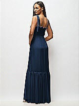 Alt View 5 Thumbnail - Midnight Navy Tie-Shoulder Bustier Bodice Ruffle-Hem Maxi Dress