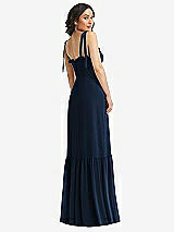 Rear View Thumbnail - Midnight Navy Tie-Shoulder Bustier Bodice Ruffle-Hem Maxi Dress