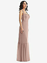 Side View Thumbnail - Neu Nude Tie-Shoulder Bustier Bodice Ruffle-Hem Maxi Dress