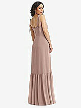 Rear View Thumbnail - Neu Nude Tie-Shoulder Bustier Bodice Ruffle-Hem Maxi Dress