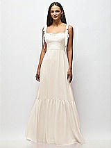 Alt View 3 Thumbnail - Oat Tie-Shoulder Bustier Bodice Ruffle-Hem Maxi Dress
