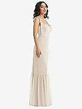 Side View Thumbnail - Oat Tie-Shoulder Bustier Bodice Ruffle-Hem Maxi Dress