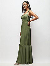 Alt View 4 Thumbnail - Olive Green Tie-Shoulder Bustier Bodice Ruffle-Hem Maxi Dress