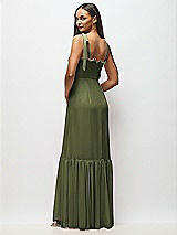 Alt View 5 Thumbnail - Olive Green Tie-Shoulder Bustier Bodice Ruffle-Hem Maxi Dress