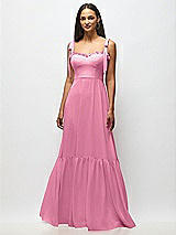 Alt View 3 Thumbnail - Orchid Pink Tie-Shoulder Bustier Bodice Ruffle-Hem Maxi Dress