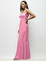 Alt View 4 Thumbnail - Orchid Pink Tie-Shoulder Bustier Bodice Ruffle-Hem Maxi Dress