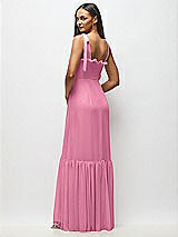 Alt View 5 Thumbnail - Orchid Pink Tie-Shoulder Bustier Bodice Ruffle-Hem Maxi Dress