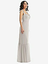 Side View Thumbnail - Oyster Tie-Shoulder Bustier Bodice Ruffle-Hem Maxi Dress