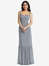 Alt View 1 Thumbnail - Platinum Tie-Shoulder Bustier Bodice Ruffle-Hem Maxi Dress