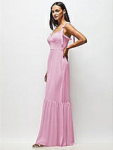 Alt View 4 Thumbnail - Powder Pink Tie-Shoulder Bustier Bodice Ruffle-Hem Maxi Dress