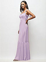 Alt View 4 Thumbnail - Pale Purple Tie-Shoulder Bustier Bodice Ruffle-Hem Maxi Dress