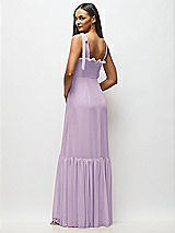 Alt View 5 Thumbnail - Pale Purple Tie-Shoulder Bustier Bodice Ruffle-Hem Maxi Dress
