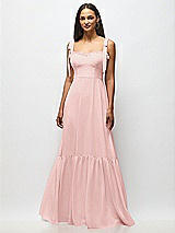 Alt View 3 Thumbnail - Rose Tie-Shoulder Bustier Bodice Ruffle-Hem Maxi Dress