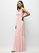 Alt View 4 Thumbnail - Rose Tie-Shoulder Bustier Bodice Ruffle-Hem Maxi Dress
