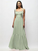 Alt View 3 Thumbnail - Sage Tie-Shoulder Bustier Bodice Ruffle-Hem Maxi Dress