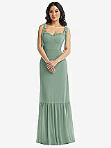 Alt View 2 Thumbnail - Seagrass Tie-Shoulder Bustier Bodice Ruffle-Hem Maxi Dress