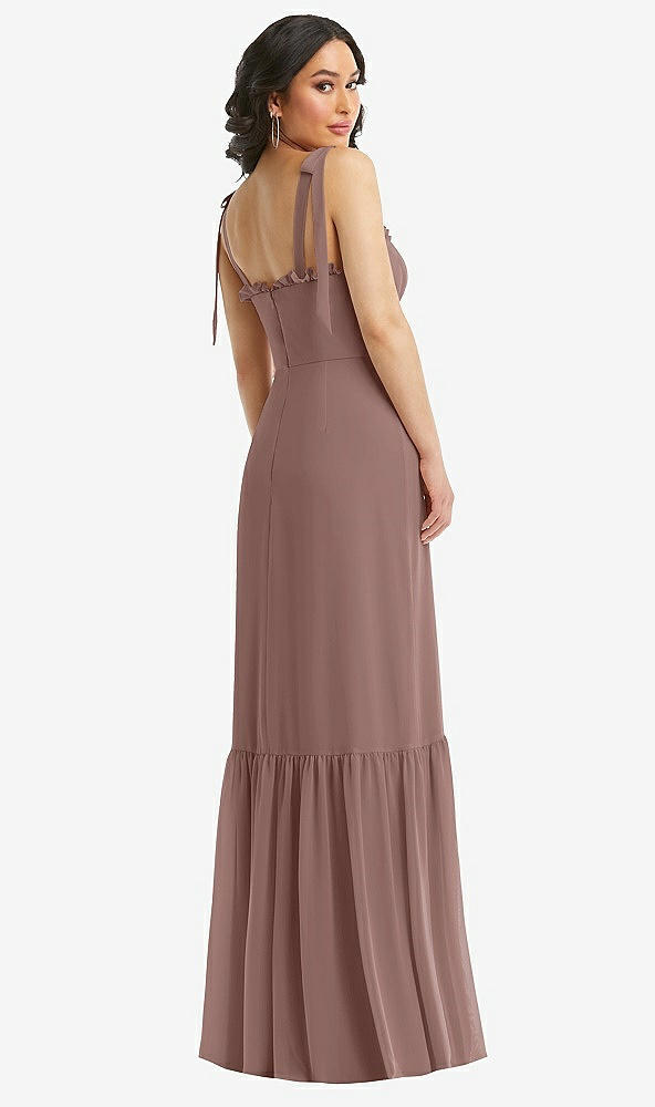 Back View - Sienna Tie-Shoulder Bustier Bodice Ruffle-Hem Maxi Dress