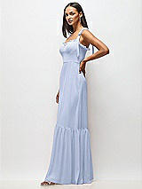 Alt View 4 Thumbnail - Sky Blue Tie-Shoulder Bustier Bodice Ruffle-Hem Maxi Dress
