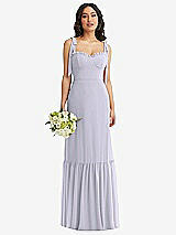 Front View Thumbnail - Silver Dove Tie-Shoulder Bustier Bodice Ruffle-Hem Maxi Dress