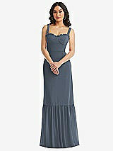 Alt View 1 Thumbnail - Silverstone Tie-Shoulder Bustier Bodice Ruffle-Hem Maxi Dress