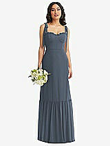 Front View Thumbnail - Silverstone Tie-Shoulder Bustier Bodice Ruffle-Hem Maxi Dress