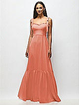 Alt View 3 Thumbnail - Terracotta Copper Tie-Shoulder Bustier Bodice Ruffle-Hem Maxi Dress