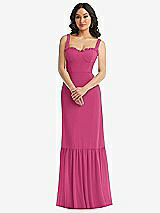 Alt View 1 Thumbnail - Tea Rose Tie-Shoulder Bustier Bodice Ruffle-Hem Maxi Dress