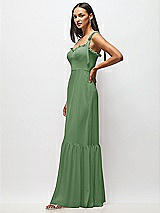 Alt View 4 Thumbnail - Vineyard Green Tie-Shoulder Bustier Bodice Ruffle-Hem Maxi Dress