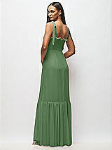 Alt View 5 Thumbnail - Vineyard Green Tie-Shoulder Bustier Bodice Ruffle-Hem Maxi Dress
