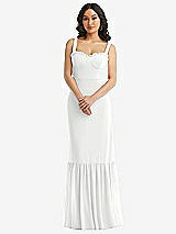 Alt View 1 Thumbnail - White Tie-Shoulder Bustier Bodice Ruffle-Hem Maxi Dress