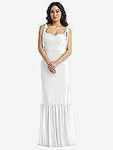 Alt View 2 Thumbnail - White Tie-Shoulder Bustier Bodice Ruffle-Hem Maxi Dress