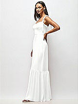 Alt View 4 Thumbnail - White Tie-Shoulder Bustier Bodice Ruffle-Hem Maxi Dress