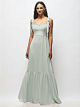 Alt View 3 Thumbnail - Willow Green Tie-Shoulder Bustier Bodice Ruffle-Hem Maxi Dress