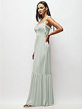 Alt View 4 Thumbnail - Willow Green Tie-Shoulder Bustier Bodice Ruffle-Hem Maxi Dress