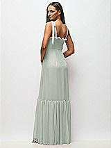 Alt View 5 Thumbnail - Willow Green Tie-Shoulder Bustier Bodice Ruffle-Hem Maxi Dress