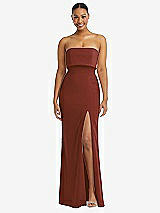 Alt View 1 Thumbnail - Auburn Moon Strapless Overlay Bodice Crepe Maxi Dress with Front Slit