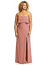 Alt View 3 Thumbnail - Desert Rose Strapless Overlay Bodice Crepe Maxi Dress with Front Slit