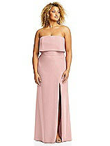 Alt View 3 Thumbnail - Rose - PANTONE Rose Quartz Strapless Overlay Bodice Crepe Maxi Dress with Front Slit