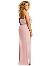 Alt View 5 Thumbnail - Rose - PANTONE Rose Quartz Strapless Overlay Bodice Crepe Maxi Dress with Front Slit