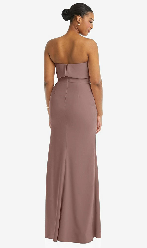 Back View - Sienna Strapless Overlay Bodice Crepe Maxi Dress with Front Slit