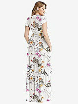 Rear View Thumbnail - Butterfly Botanica Ivory Flutter Sleeve Jewel Neck Chiffon Maxi Dress with Tiered Ruffle Skirt