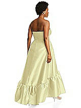 Alt View 3 Thumbnail - Butter Yellow Strapless Deep Ruffle Hem Satin High Low Dress with Pockets