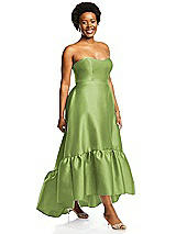 Alt View 2 Thumbnail - Mojito Strapless Deep Ruffle Hem Satin High Low Dress with Pockets